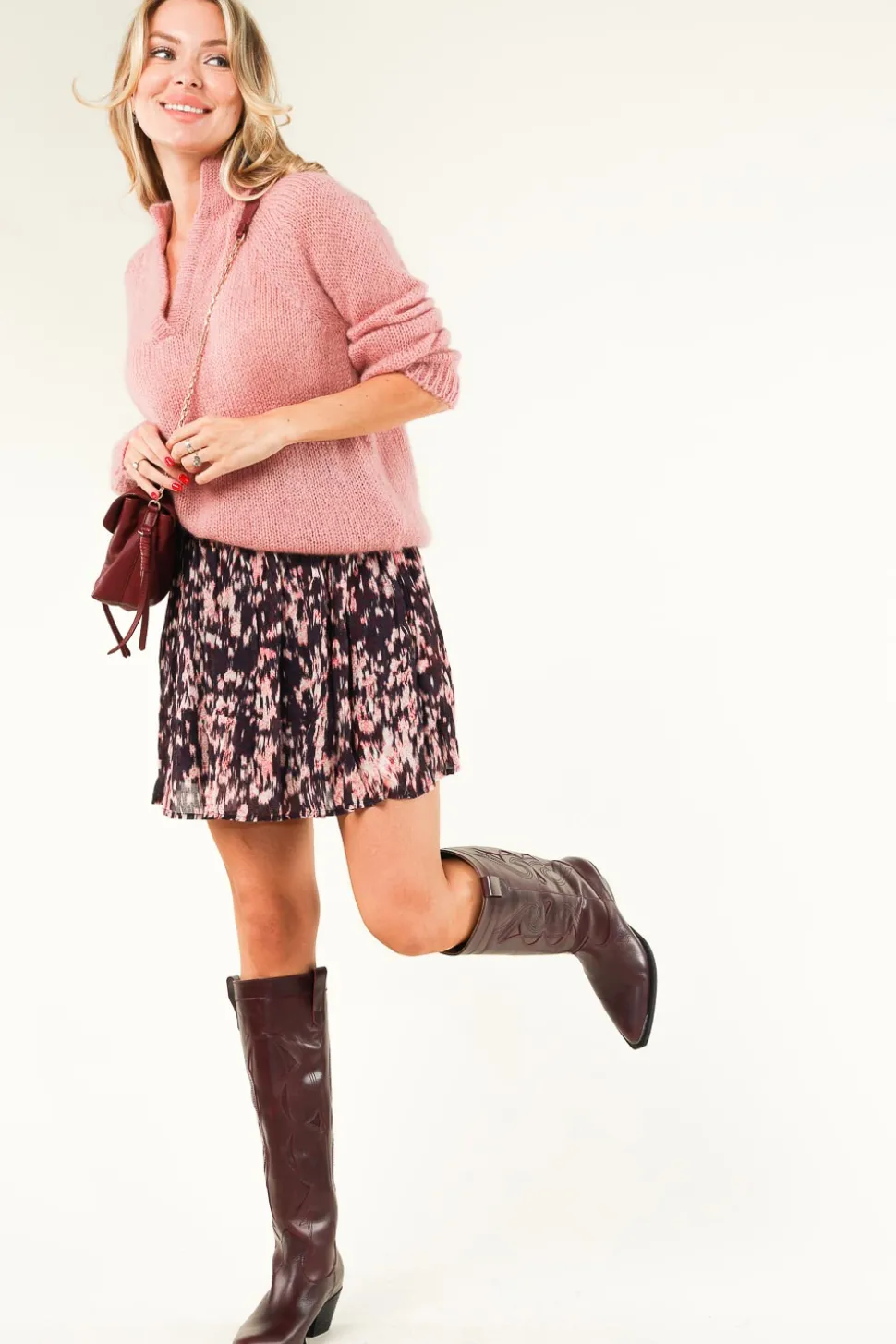 Luxury Leather Western Boot Miu | Bordeaux... | Toral | Little Soho