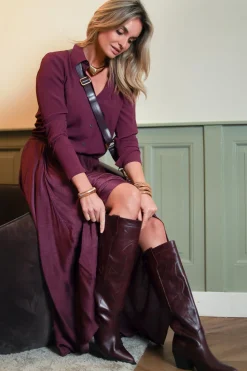 Luxury Leather Western Boot Miu | Bordeaux... | Toral | Little Soho
