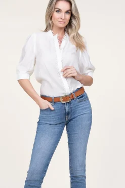Lyocell Blouse With Lace Molly | Natural... | Copenhagen Muse | Little Soho