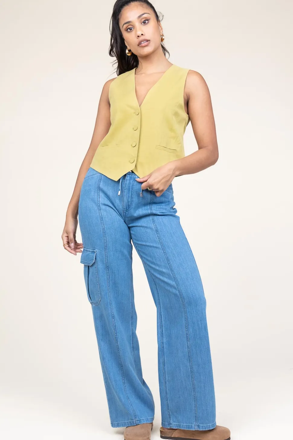 Lyocell Waistcoat Gina | Green... | Suncoo | Little Soho