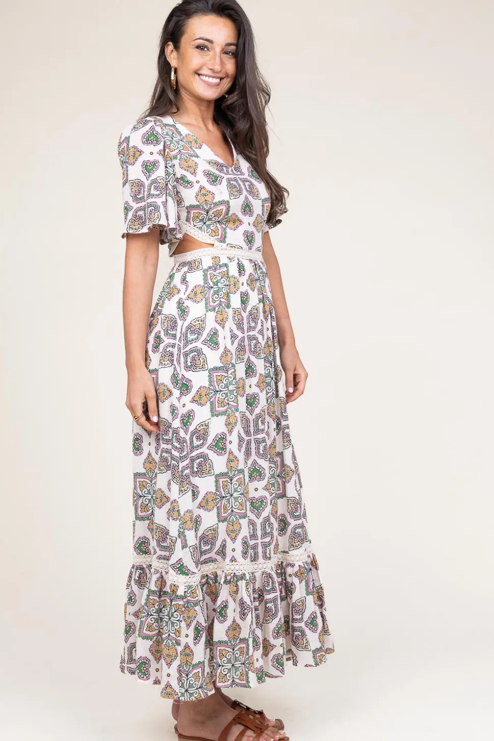Maxi Dress With Cut-Outs Menina | Natural... | Louizon | Little Soho