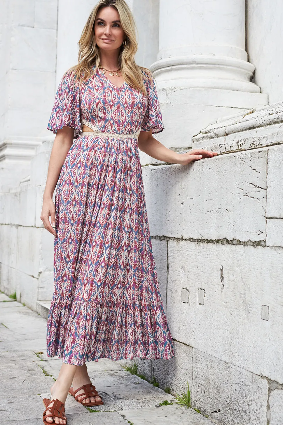 Maxi Dress With Cut-Outs Vermeil | Pink... | Louizon | Little Soho