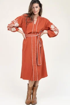 Maxi Dress With Embroidery Garbriella | Red... | Stella Forest | Little Soho