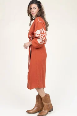 Maxi Dress With Embroidery Garbriella | Red... | Stella Forest | Little Soho