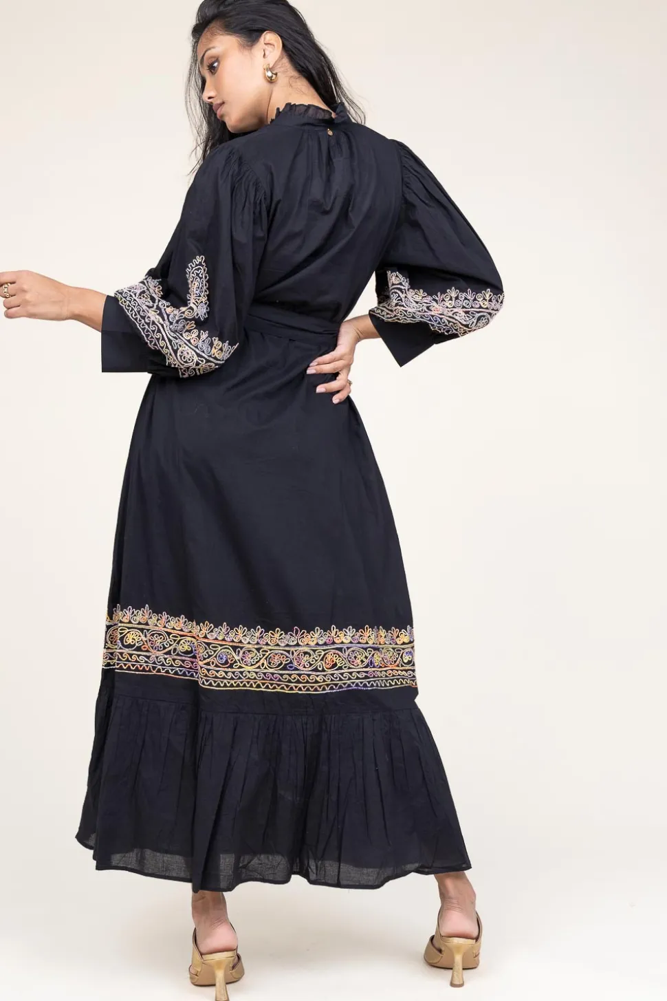 Maxi Dress With Embroidery Neil | Black... | Antik Batik | Little Soho