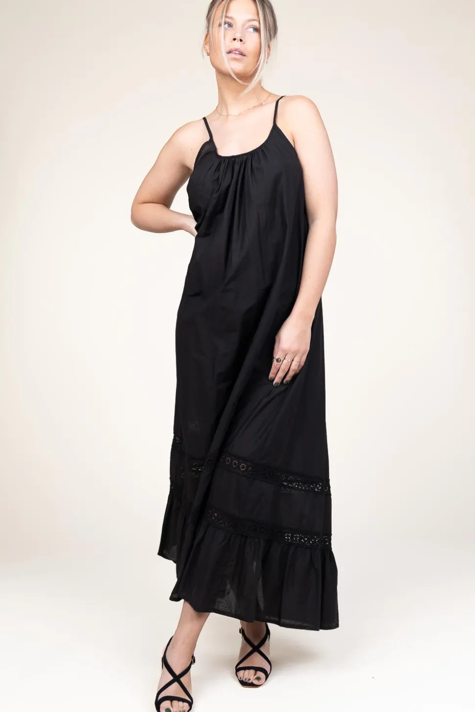 Maxi Dress With Lace Detail Huliana | Black... | Kocca | Little Soho