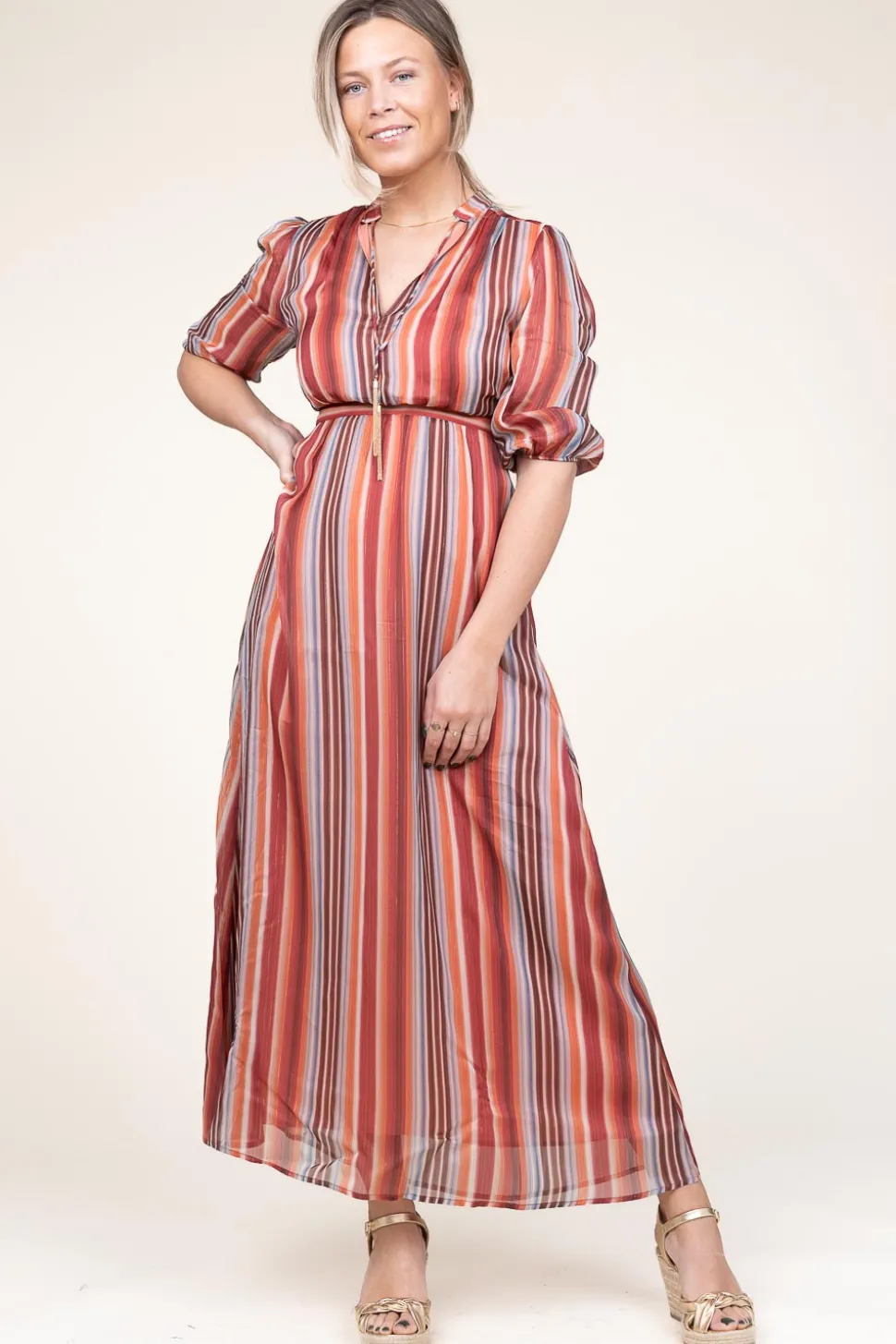 Maxi Dress With Lurex Tonnarella | Multi... | Liu Jo | Little Soho