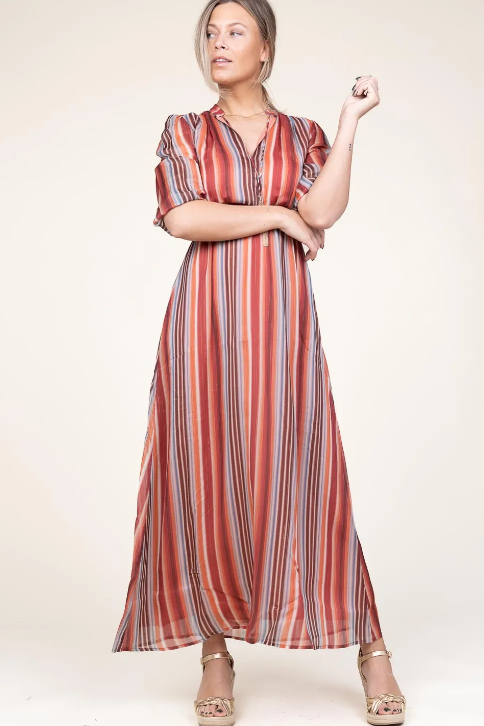 Maxi Dress With Lurex Tonnarella | Multi... | Liu Jo | Little Soho