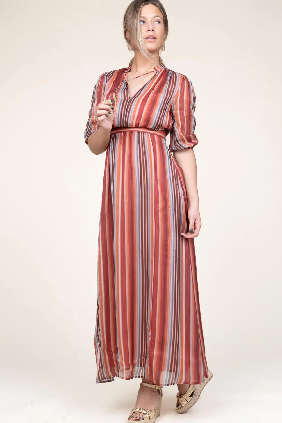 Maxi Dress With Lurex Tonnarella | Multi... | Liu Jo | Little Soho