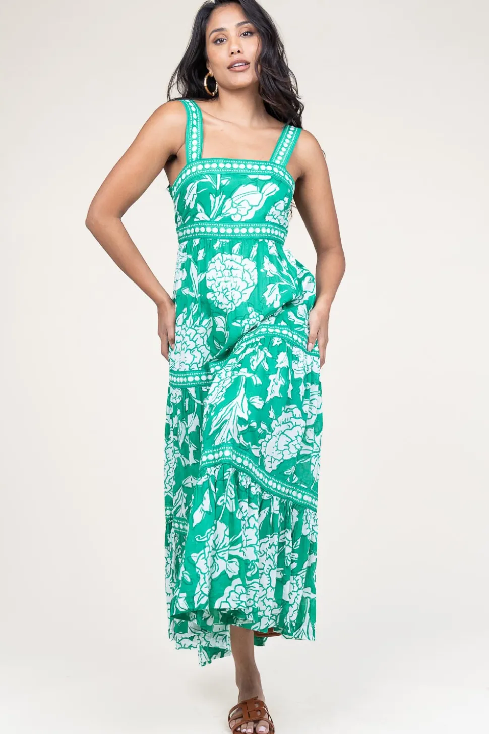 Maxi Dress With Print Mora | Green... | Stella Forest | Little Soho