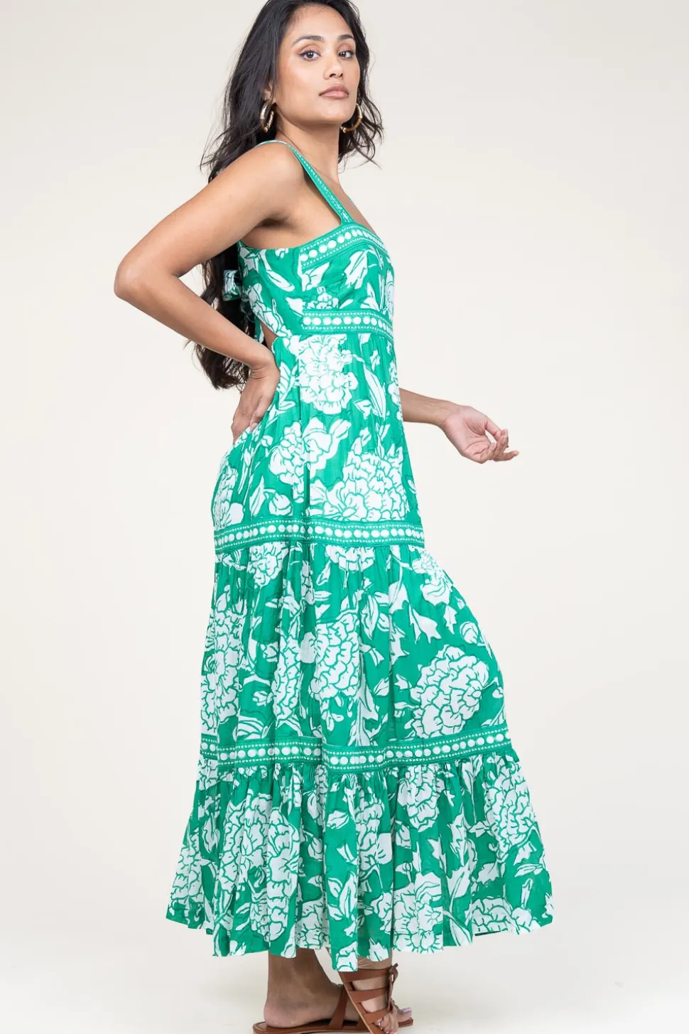 Maxi Dress With Print Mora | Green... | Stella Forest | Little Soho