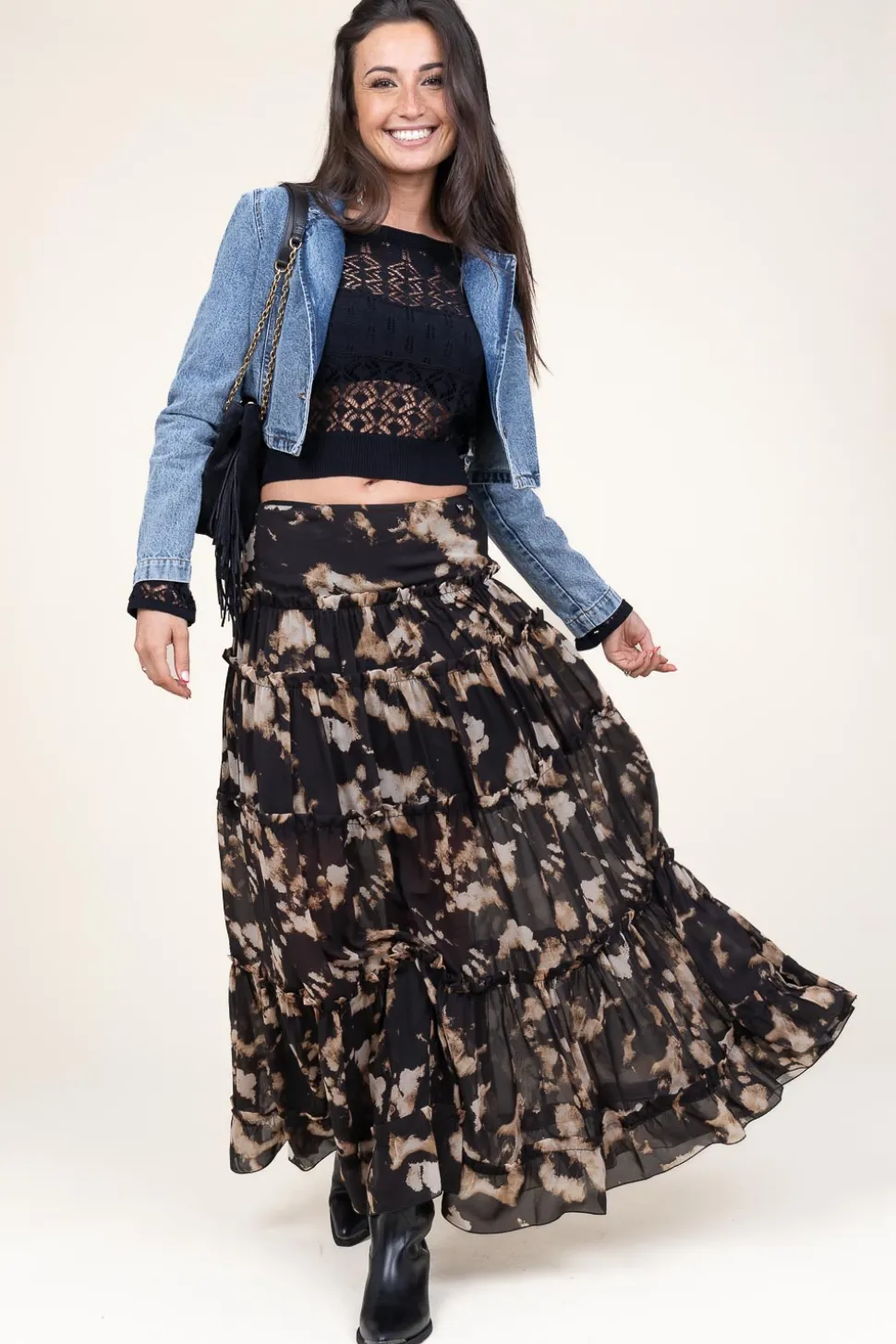 Maxi Skirt With Print Santacroce | Black... | Liu Jo | Little Soho