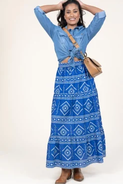 Maxi Skirt With Print Sunset | Blue... | Lollys Laundry | Little Soho