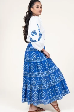 Maxi Skirt With Print Sunset | Blue... | Lollys Laundry | Little Soho