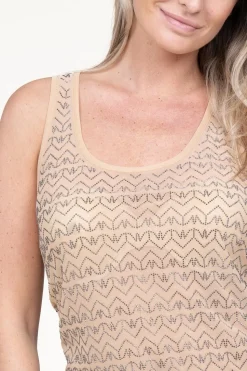 Mesh Top With Logo Lia | Beige... | Patrizia Pepe | Little Soho