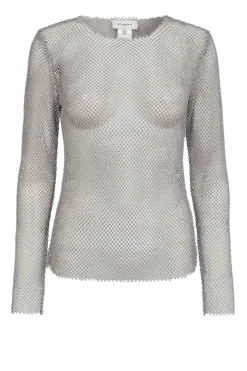 Mesh Top With Rhinestones Stone | Silver... | Copenhagen Muse | Little Soho