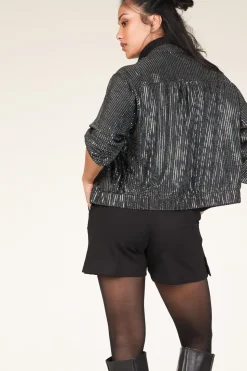 Metallic Bomber Jacket Dazzling | Black... | Dante 6 | Little Soho