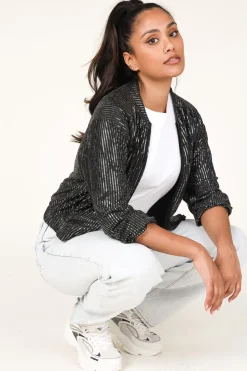 Metallic Bomber Jacket Dazzling | Black... | Dante 6 | Little Soho