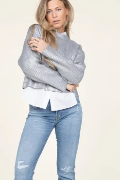 Metallic Boxy Sweater Row | Silver... | Co'Couture | Little Soho