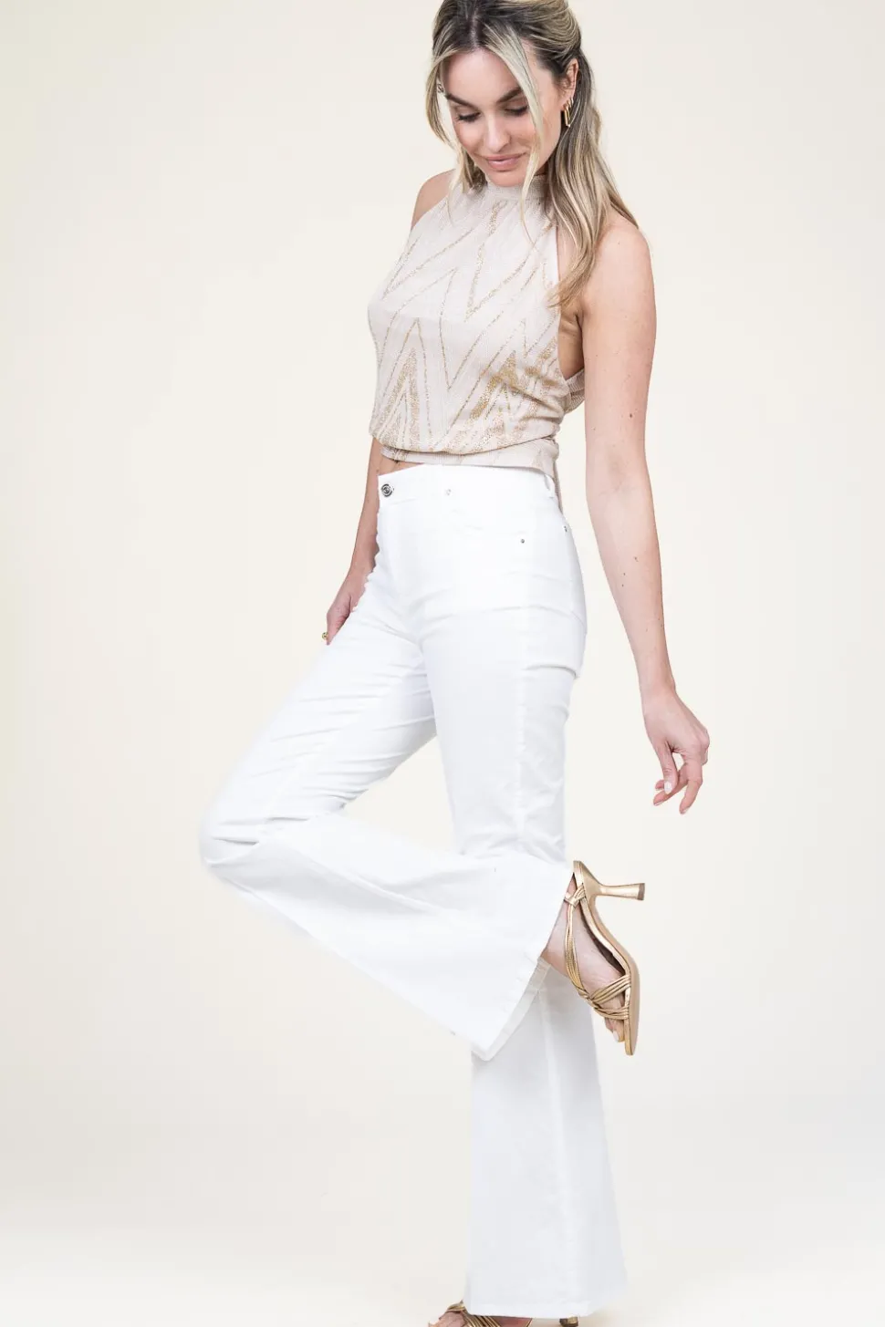 Metallic Leather Sandals Flora | Gold... | Ivylee Copenhagen | Little Soho