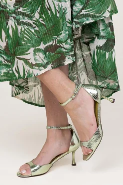 Metallic Sandals With Heel Firenze | Green... | Toral | Little Soho