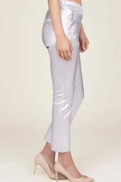 Metallic Stretch Leather Pants Pablo | Pink... | Ibana | Little Soho
