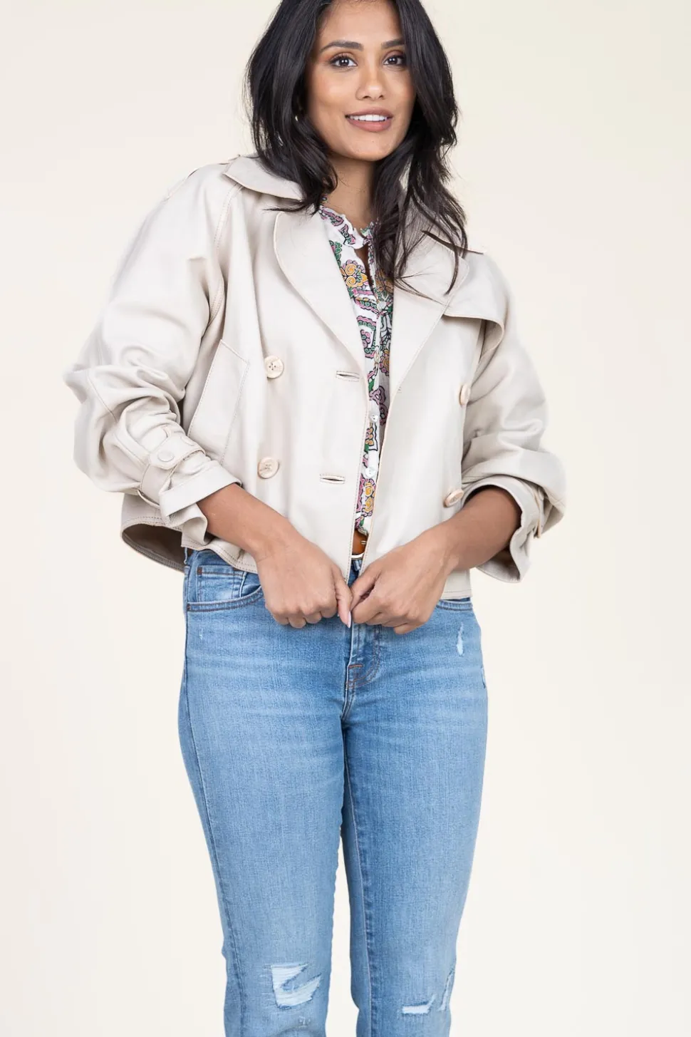 Nappa Leather Trenchcoat Florine | Natural... | Alter Ego | Little Soho