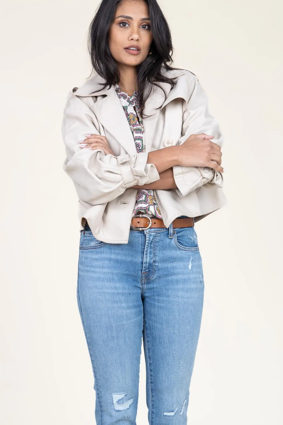 Nappa Leather Trenchcoat Florine | Natural... | Alter Ego | Little Soho