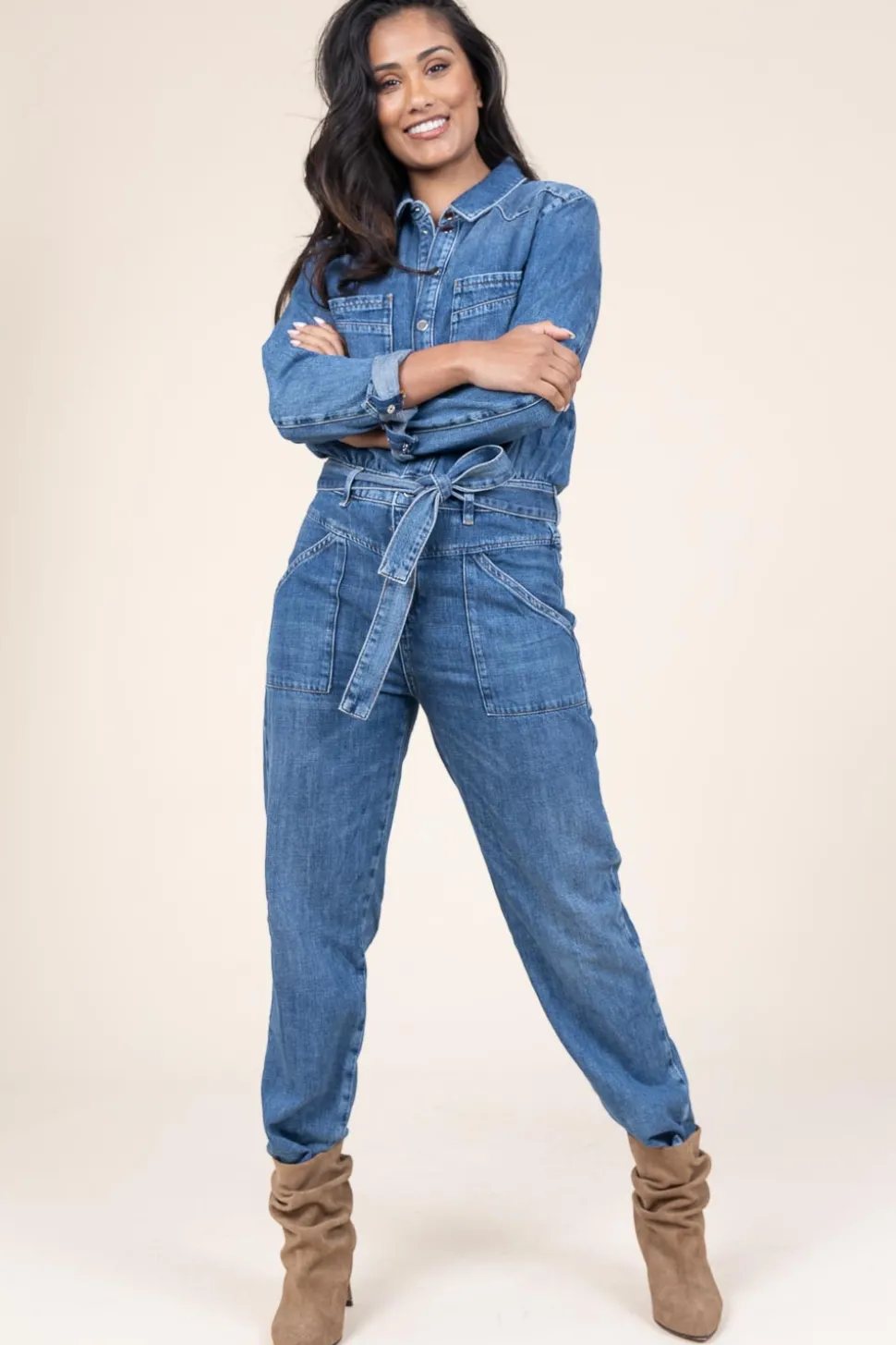 Non-Stretch Denim Jumpsuit Jerry | Blue... | Ba&Sh | Little Soho