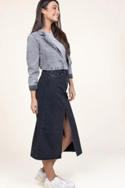 Non-Stretch Denim Skirt With Studs Vika | Black... | Co'Couture | Little Soho