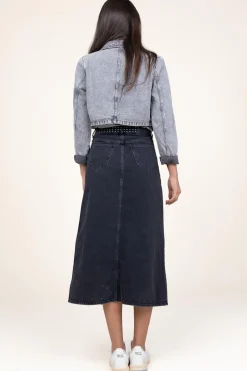 Non-Stretch Denim Skirt With Studs Vika | Black... | Co'Couture | Little Soho