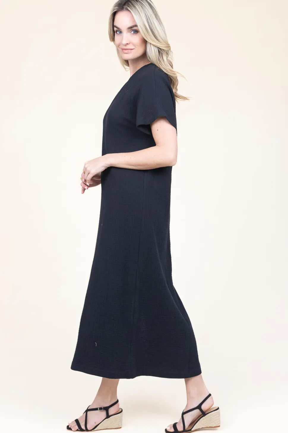 One-Shoulder Mousseline Dress Toledo | Black... | March23 | Little Soho