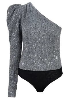One-Shoulder Sequin Body Eleni | Silver... | Dante 6 | Little Soho