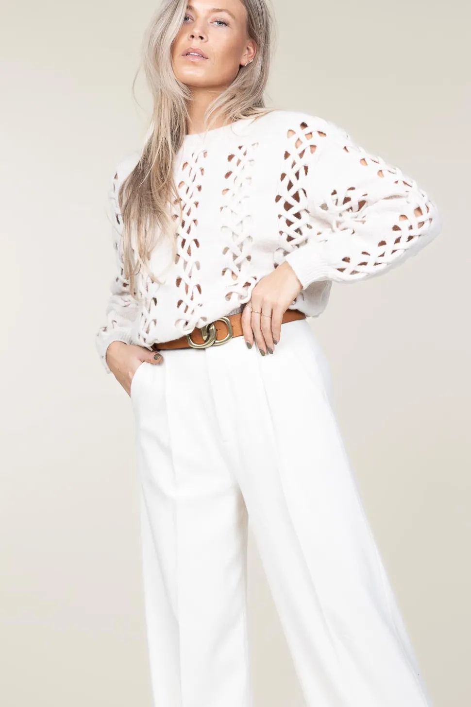 Openwork Cable Sweater Gennia | Natural... | Dante 6 | Little Soho