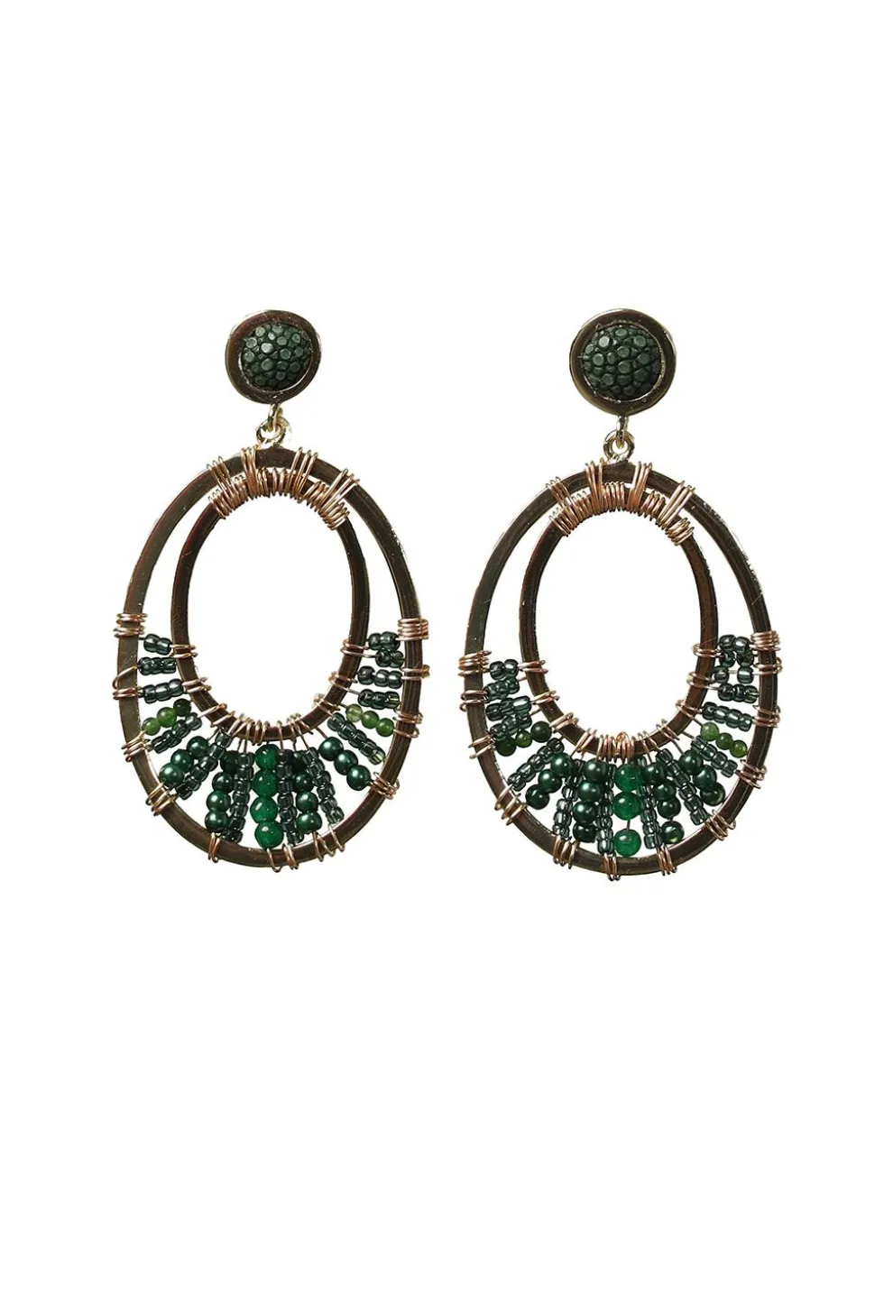 Oval Earrings Nilofar | Green... | Barong Barong | Little Soho