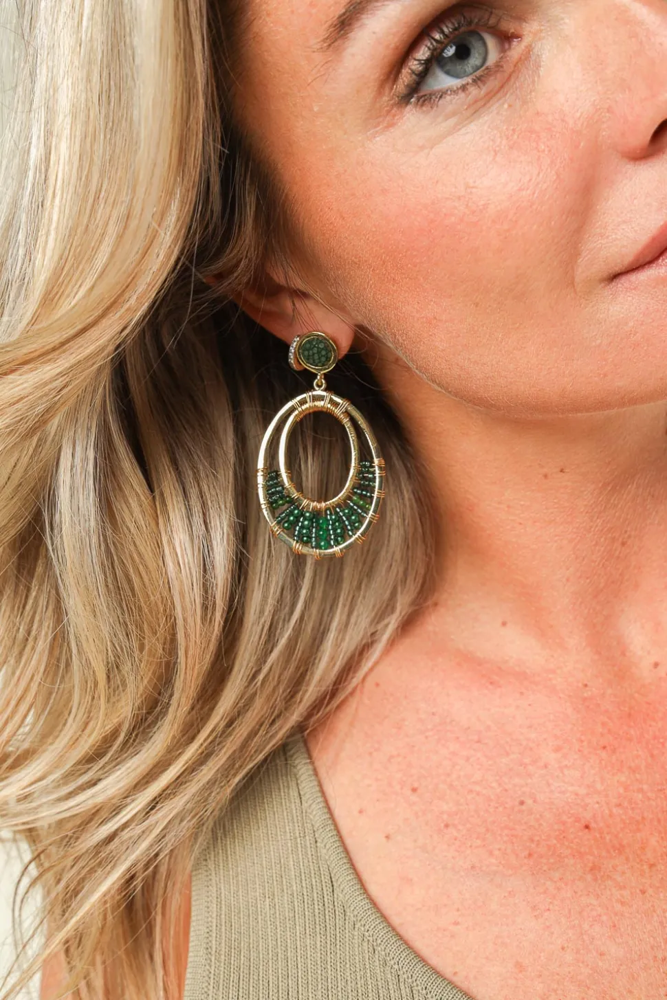 Oval Earrings Nilofar | Green... | Barong Barong | Little Soho