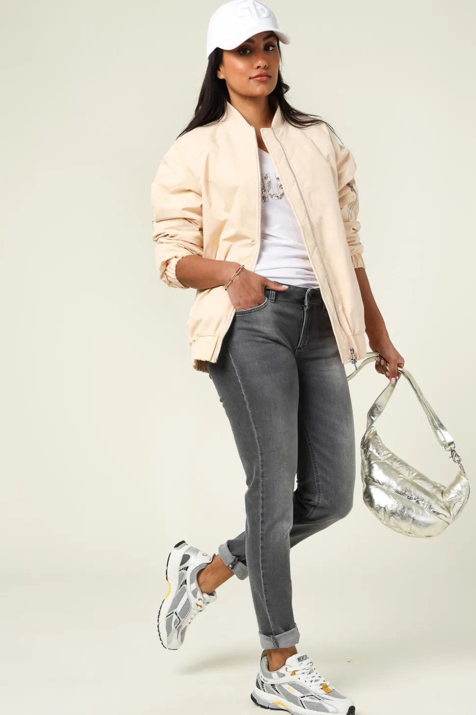 Oversized Bomber Jacket Freya | Natural... | Patrizia Pepe | Little Soho