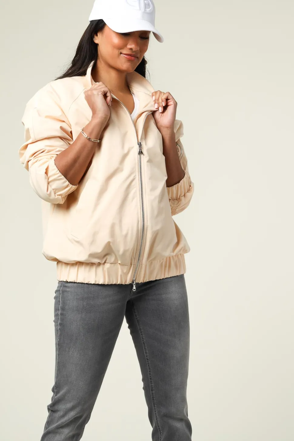 Oversized Bomber Jacket Freya | Natural... | Patrizia Pepe | Little Soho