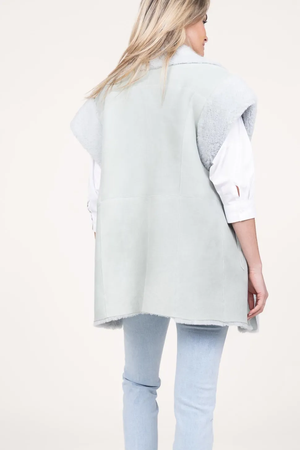 Oversized Reversible Lammy Waistcoat Cheryl | Green... | Alter Ego | Little Soho
