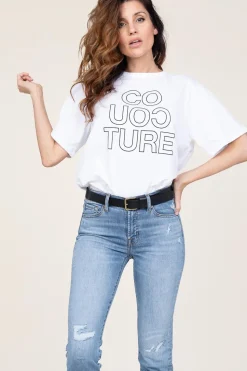 Oversized T-Shirt With Logo Outline | White... | Co'Couture | Little Soho