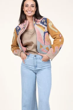 Patchwork Suede Jacket Varina | Camel... | Berenice | Little Soho