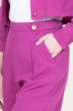 Pinstripe Bermuda Short Trapani | Purple... | Liu Jo | Little Soho