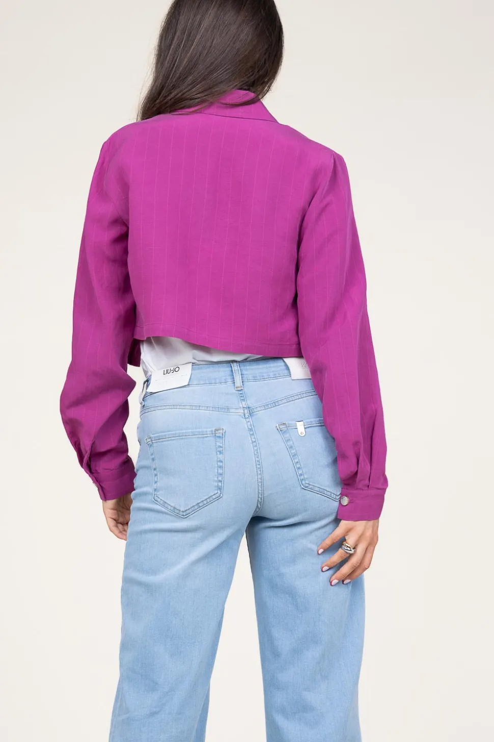 Pinstripe Cropped Blouse Trapani | Purple... | Liu Jo | Little Soho