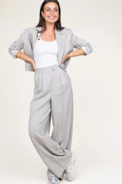 Pinstripe Trousers Saba | Beige... | Aaiko | Little Soho