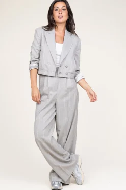 Pinstripe Trousers Saba | Beige... | Aaiko | Little Soho