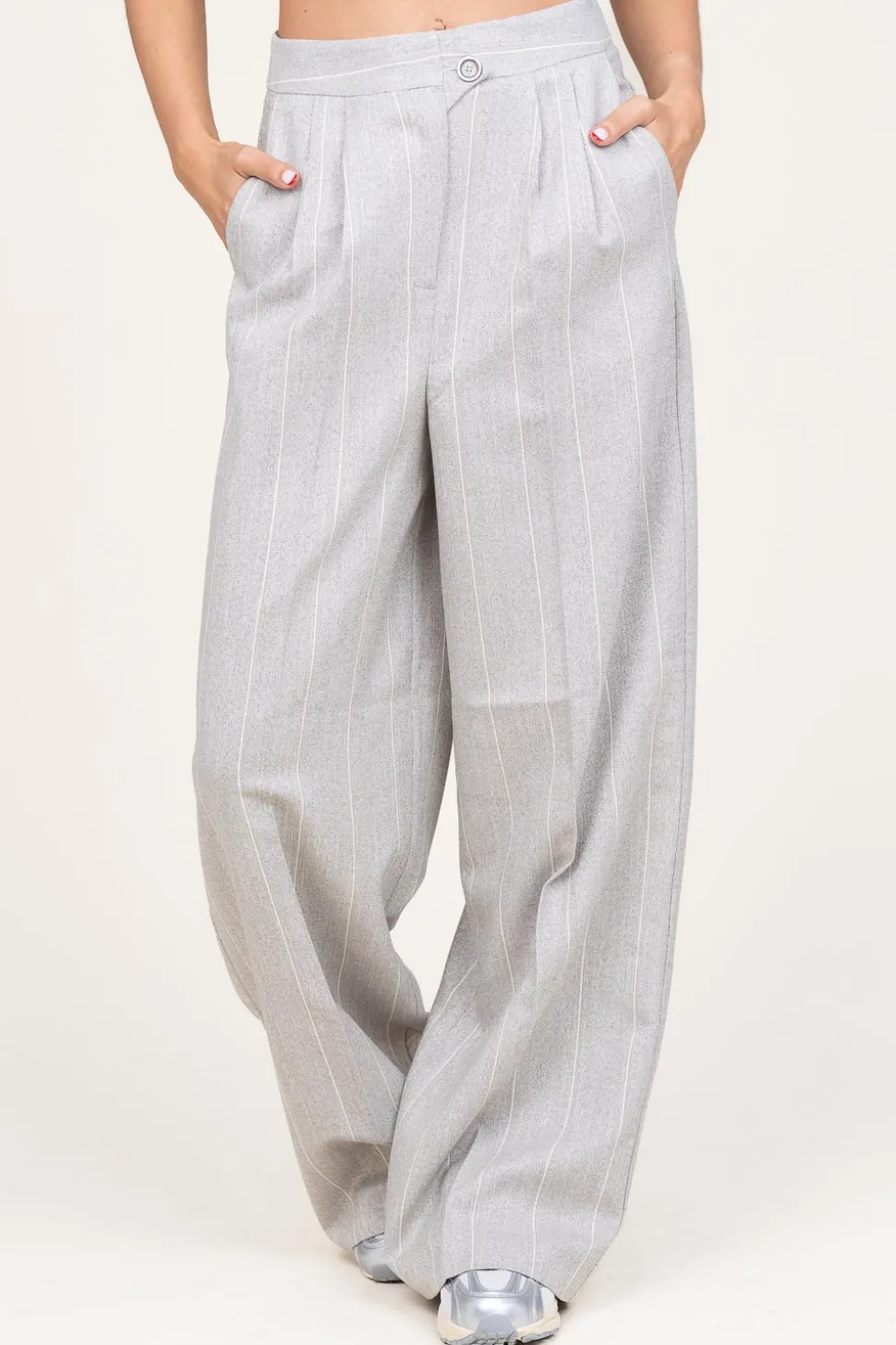 Pinstripe Trousers Saba | Beige... | Aaiko | Little Soho