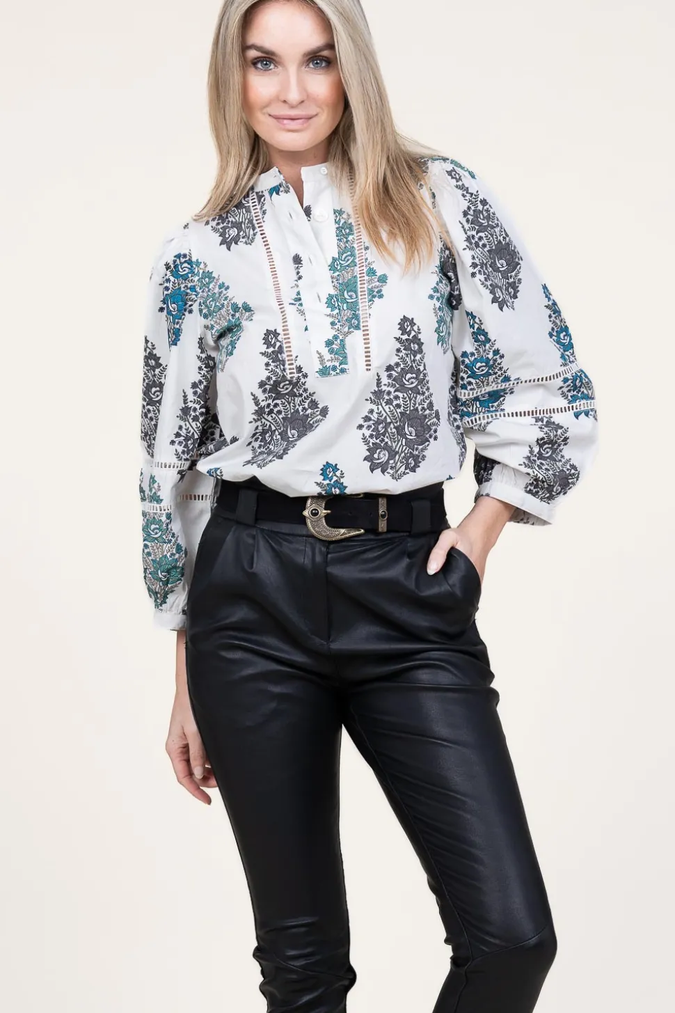 Poplin Blouse With Print Muguet | White... | Antik Batik | Little Soho