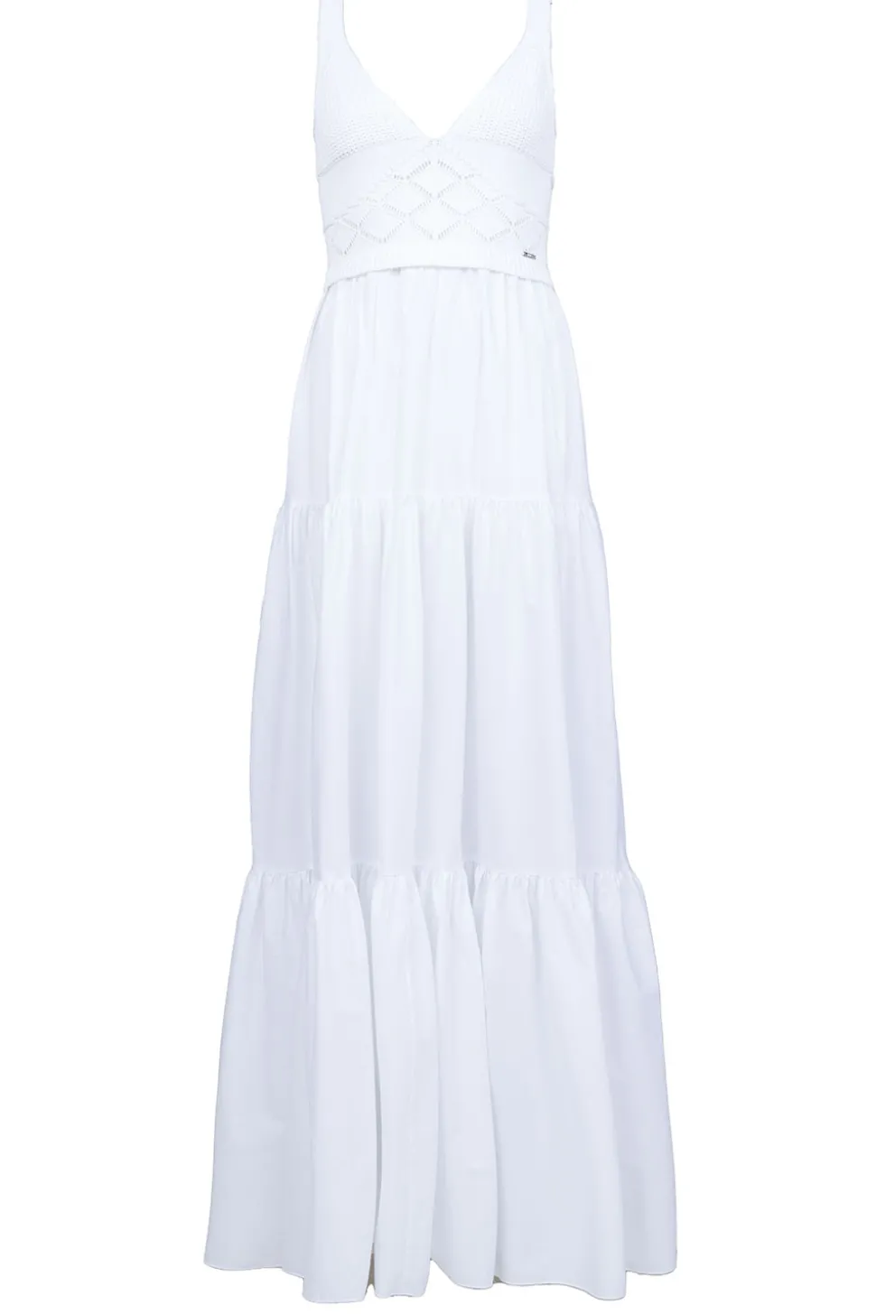 Poplin Crochet Maxi Dress Marsala | White... | Liu Jo | Little Soho