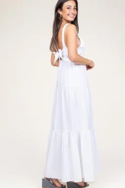 Poplin Crochet Maxi Dress Marsala | White... | Liu Jo | Little Soho