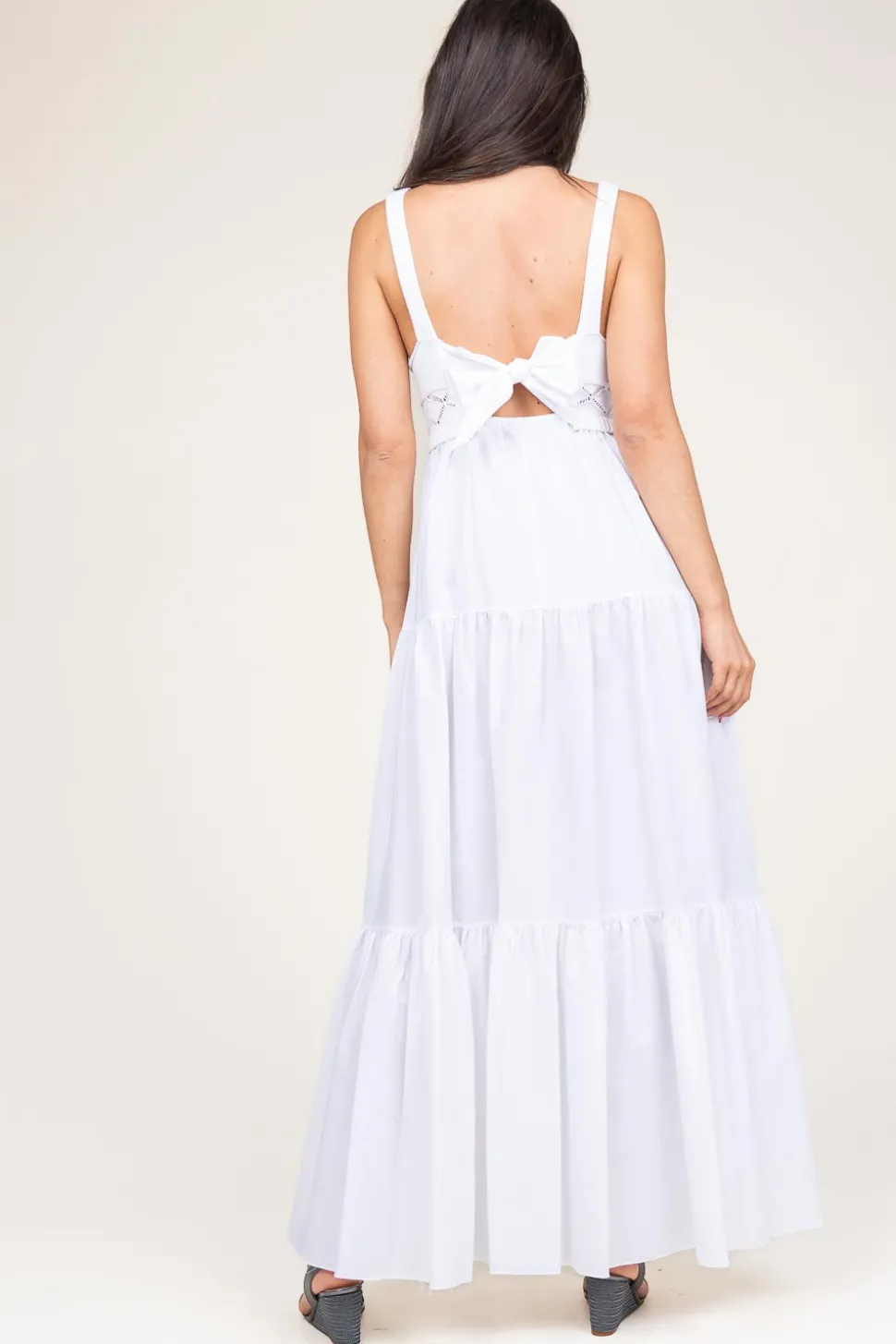 Poplin Crochet Maxi Dress Marsala | White... | Liu Jo | Little Soho